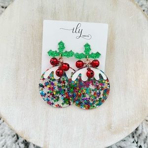 Holiday Christmas Xmas Lightweight Ornament Dangle Earrings Boutique New